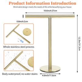 bluebyrne Soporte para Toallas de Mano de baño, Soporte para Toallas de Mano en Forma de T, Acero Inoxidable SUS304 para baño, Cocina o encimera de Cambiador