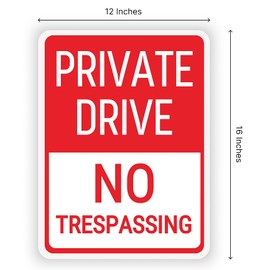 Set of 3 Double Sided 12x8 Inches Private Drive No Trespassing Signs with Metal H-Stakes - Plastic Private Road Warning Sign - Road Private Property No Parking Sign - Private Driveway Signs with Stand