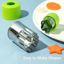 Vegetable Cutters Shapes Set 12pcs, Mini Cookie Cutter, Flower Star Heart Animals Kids Food Shape Stamp, Fun Fruit Cutters Bento Box Accessories