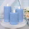 PETRISTRIKE Seaglass Battery Flameless LED Candle, Silver Blue Flickering Pillar