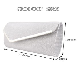 DKDDSSS Women's Clutches - Exquisite Silver Handbag for Women, Evening Bag with Glitter - Ideal for Weddings and Celebrations - Silver Bag with Elegance and Style, silver