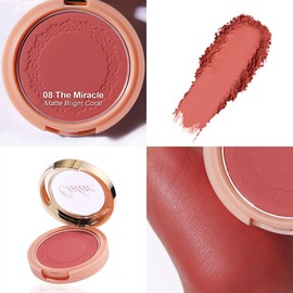 Oulac Blush Powder Matt Blush Super Fine Powder & Gentle Application Natural Makeup Vegan & Cruelty Free Suitable for Various Skin Types 4.8g 08 The Miracle
