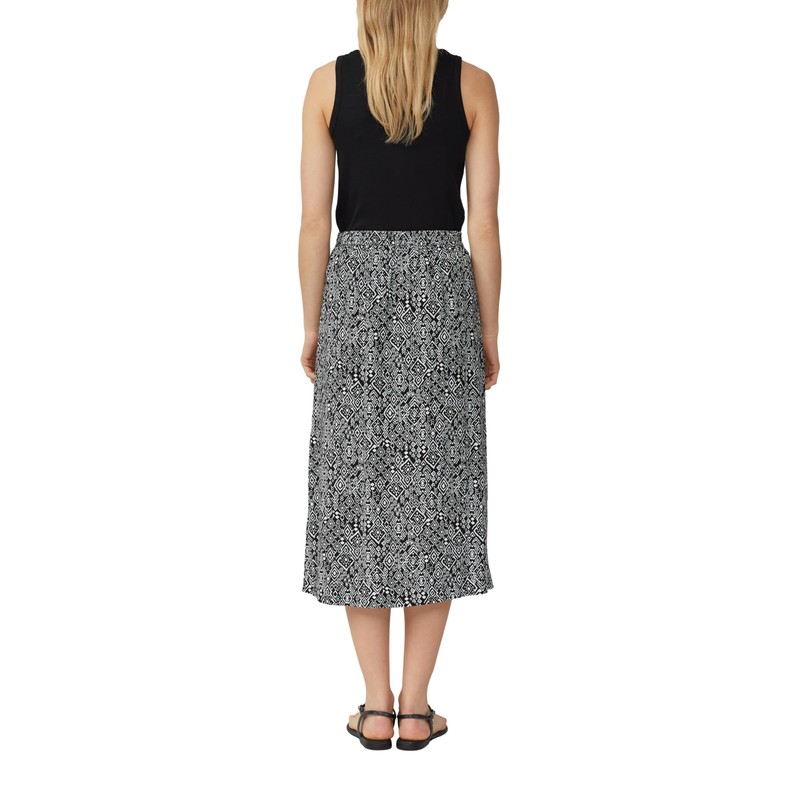 Viscose Midi Skirt with Pockets and Drawstring, black, 36