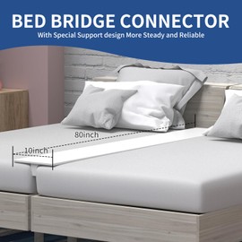 Bed Bridge Twin to King Converter |Two Twin mattresses Connector| Split King Gap Filler for Adjustable Bed| Non-Slip | Washable Cover (80"X10")