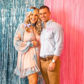 Cheerupp 4 Rolls Sports Golf Theme Ribbons, 20 Yards Craft Ribbons for Wreath Hair Bow Wrapping Gifts Packing, Pink Blue Grosgrain Ribbons Gender Reveal Birthday Wedding Party Home Accessory Decor