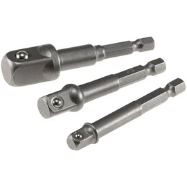 ChiliTec Socket Wrench Adapter Set 3-Piece Hexagonal to Square Socket for Cordless Screwdriver Drill Socket Wrench Bit Holder 1/4, 3/8, 1/2 Inch