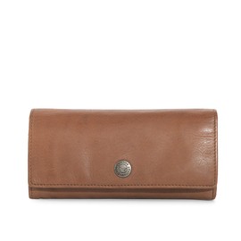 Cas8 Women's Washed Leather Purse with Practical Change and Card Slots, Distressed Look Wallet with Zip, Cognac, Cognac, Casual