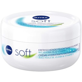 NIVEA Soft erfrischende Feuchtigkeitscreme (1.7 fl oz), pflegende Soft Creme mit Vitamin E und Jojoba-Öl, schnell einziehende Hautcreme