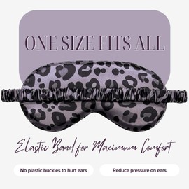 LCBD Leopard Print Sleep Eye Mask for Women & Men, Cheetah Print Satin Eye Mask for Sleeping, Light Blocking Blindfold for Deep Sleep, Nap, Travel, Grey Leopard Eye Cover for Side Sleepers