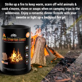 Fire Starter Cubes, Charcoal Firestarter Squares for Lighting Fireplace, Wood Stove, Grill, Campfire, BBQ Smoker Pit – Mini Nontoxic Waterproof Fire Starting Bricks for Camping, Survival (100PK)