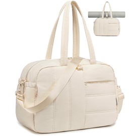 CAMTOP Gym Bag for Women with Yoga Mat Holder,16 Inches Quilted Duffle Bag for Travel Tote with Muiti-Pockets Lightweight Carry on Water resistant Overnight Weekender Personal Item Bags