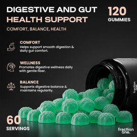 Fraction One Fibre Gummies 120 - Chicory Root Fibre (Inulin) 300mg - Apple Flavour - 2 Gummies Daily - 60 Servings - Advanced Complex Fibre Supplement