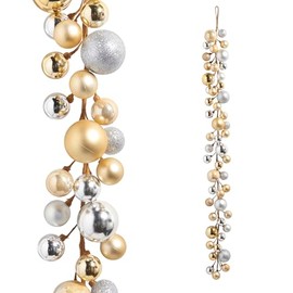 RAZ Imports - 4 Foot Champagne Color Ball Garland Christmas Decoration