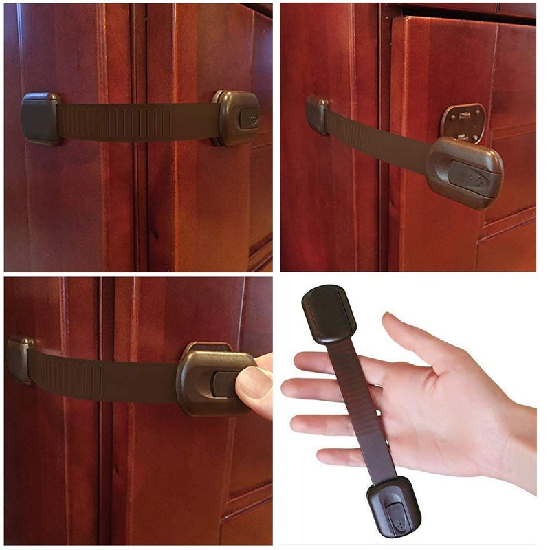 8 Pack Brown Child Safety Cabinet Locks - Viaky Adjustable