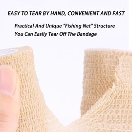 6 Rollen Selbstklebender Verband, Elastische Binde, Mullbinden, Verband Selbsthaftend, 10 cm x 4,5m, für Erste Hilfe, Sportverletzungen, Wundverband, Knöchelverstauchungen am Handgelenk