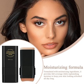 Full Coverage Foundation Stick, 15g Moisturizing Foundation for Women, Double-Head Concealer Cream, Long-lasting Facial Primer for Girls
