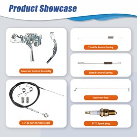 Retepif Throttle Linkage Assembly Kit and71 inch Go Kart Throttle Cable for Predator 212 196cc GX200 GX160 5.5hp 6.5hp Engine Coleman KT196 Manco ASW Kandi Yerf Dog Go Cart Parts