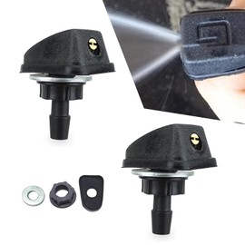 Sumjig 2 PCS Windshield Washer Nozzles, Car Wiper Nozzles, Single Hole Adjustable Fan-shaped Kit, Windshield Cleaning Accessories, Universal for Most Cars, Trucks and Vans (Black)