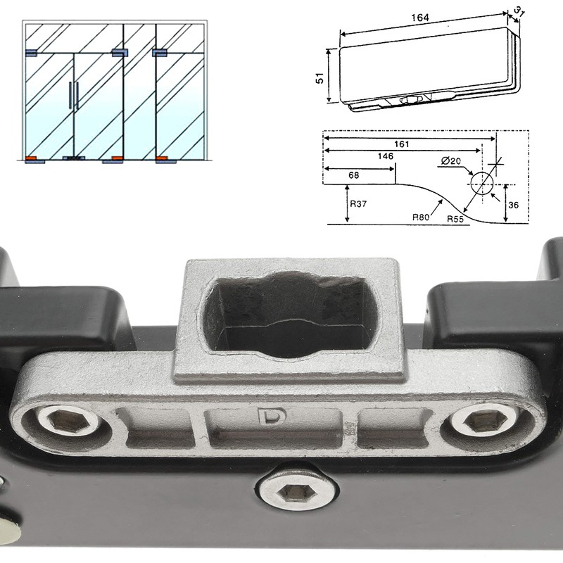 PrimeMatik - Door patch fitting. Lower corner hinge in aluminum