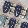 Achromatic check handmade nail tips - Oval M / 무채색