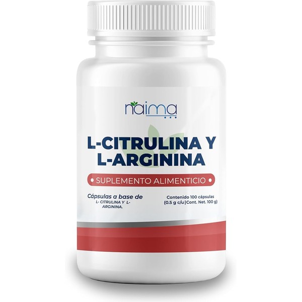 NAIMA L-Citrulina y L-Arginina, 100 Cpsulas Suplemento Alimenticio 100 Puro