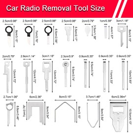 Radio Removal Tool key and Removal Pry Tool Kit Universal Stereo CD Player Removal Key Kit for Most Car and Truck Stainless Steel 38PCS