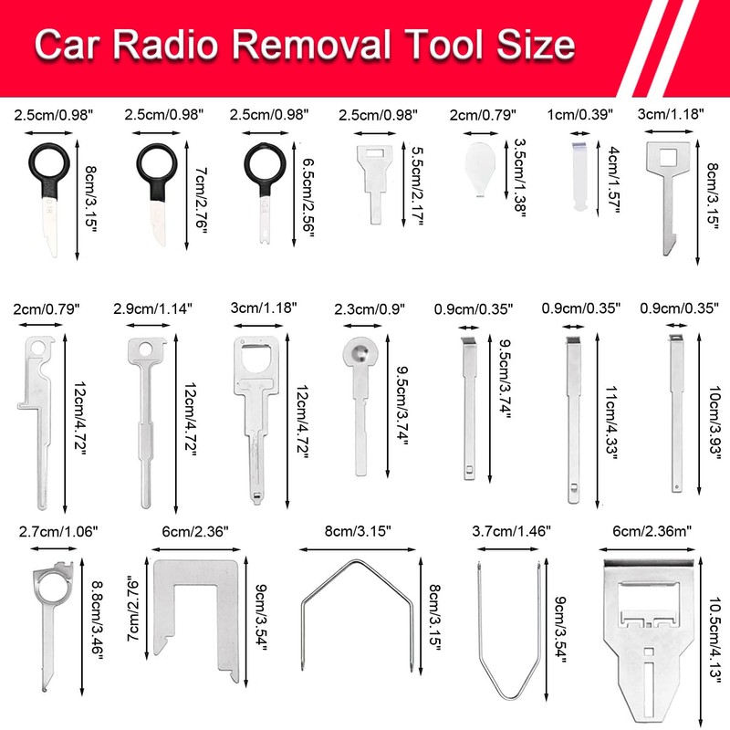Radio Removal Tool key and Removal Pry Tool Kit Universal