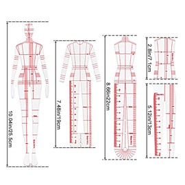 EXTCCT Fashion Drawing Template Ruler Set, Woman Sewing Humanoid Patterns Design, Clothing Measuring French Curve Rulers A4 Pattern Paper Draft Drawings