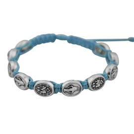Good Shepherd Creations Adjustable Cord Bracelet Miraculous Medals (Light Blue)