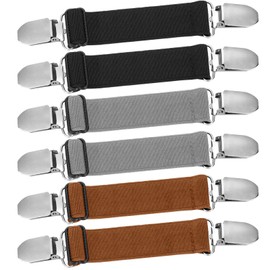 Eurzom 6 Pcs Pant Waist Tightener Waist Cinch Clip Belt Adjustable Elastic Sandal Straps Pant Clip Women Men(Black, Gray, Brown)