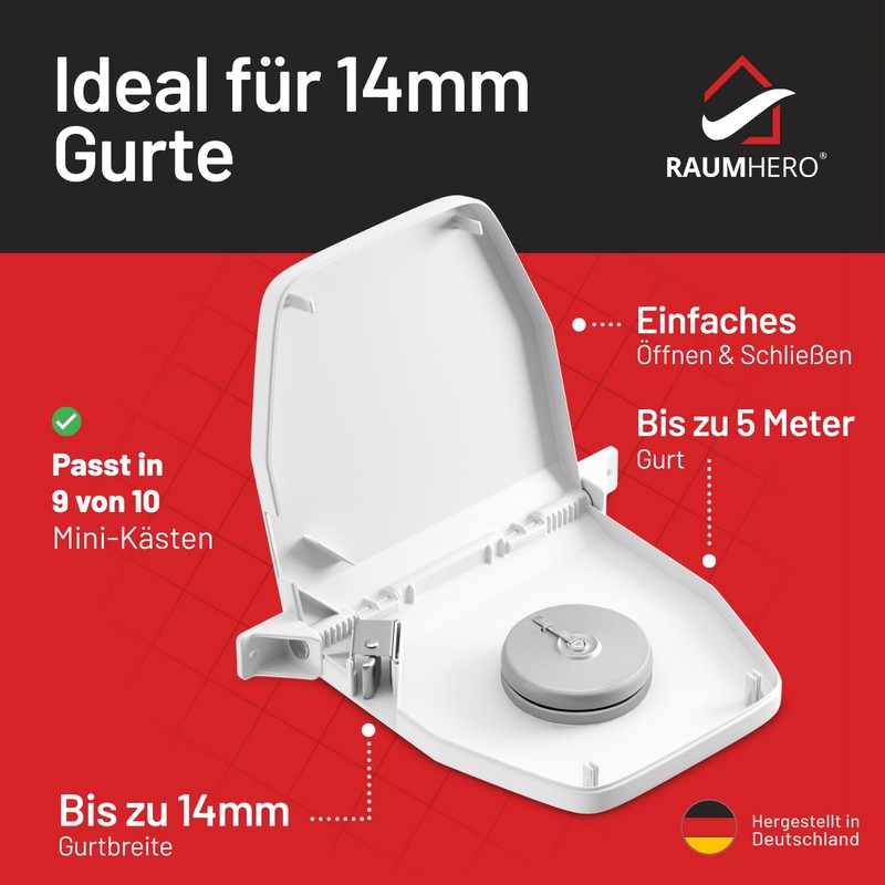 Raumhero 14 mm roller shutter belt winder surface-mounted – quiet