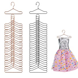 SUNTRADE 40mm Mini Doll Clothes Hanger Metal Doll Gown Dress Hanger-50 Pcs, Black and Rosegold