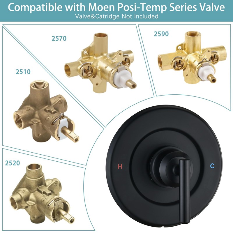 Replacement for Moen Posi-Temp Valve Only Shower Faucet Trim Kit