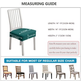 KELUINA Diamantgitter Jacquard wasserdichte Stuhl Sitzbezüge für Esszimmer Stretch Stuhl Sitzkissen Schonbezüge Esszimmer Küche Stuhlbezüge (Dunkelgrün,6 Hussen)