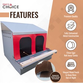 Hen's Choice™ - Reversible Roll Out Nest Box for Chickens | Roll Away Nest Box | 2 Compartment 21" | Heavy Duty Galvanized