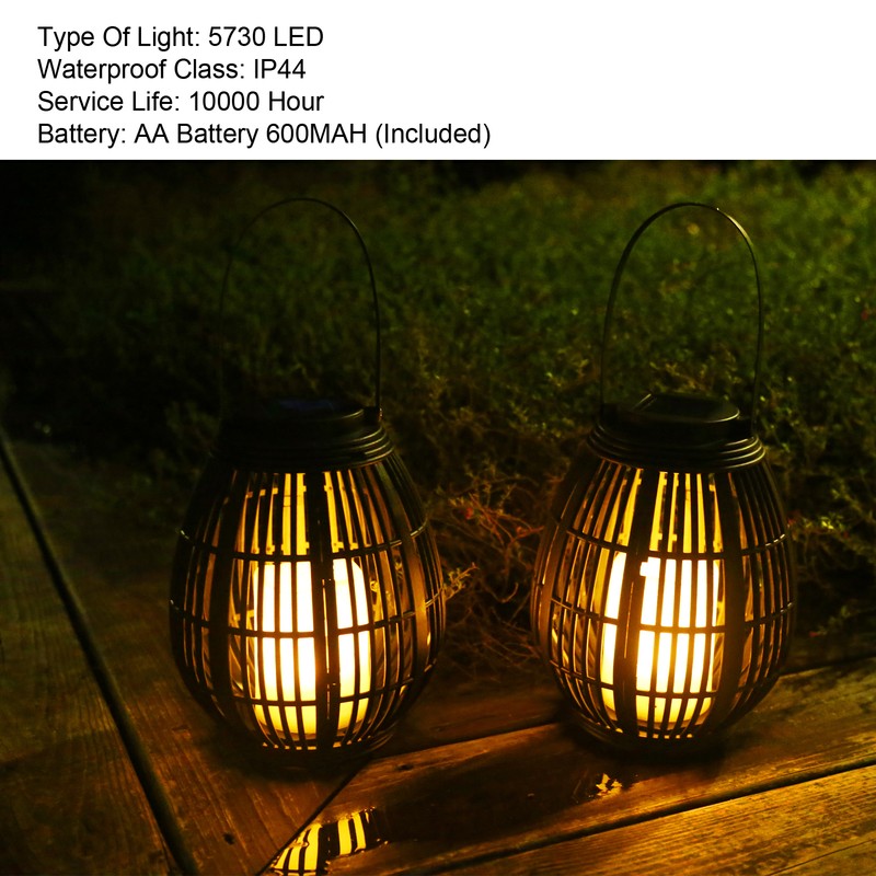 Solar Garden Lantern LED Outdoor Solar Lantern Waterproof Decorative Rattan