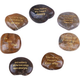 Holy Land Market Seven Love and Romance Engraved River Stones Set - Model III