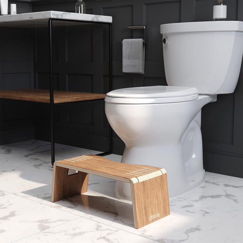 Squatty Potty Oslo Teak Folding Toilet Stool – Compact, Stylish,
