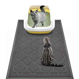 WePet Cat Litter Mat Jumbo, Kitty Litter Trapping Mess Mat, Large Size, 35 x 23 Inch, Premium Durable Soft PVC Rug, No Phthalate, Urine Waterproof, Washable, Scatter Control, Litter Box Pad, Black
