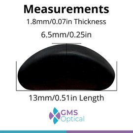 GMS Optical 1.8mm Reg-Thin/13mm Short Length - Small Adhesive Contoured Silicone Eyeglass Nose Pads - Anti Slip Pressure Relief - Perfect for Kid Glasses & Smaller Frames(5 Pair)(Black)