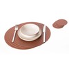 Nikalaz Recycled Leather Round Placemats and Coasters, Set of 4
