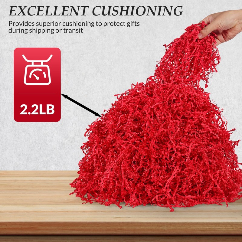 mxxkms 2.2 lbs Red Crinkle Paper Filler - Vibrant Shredded