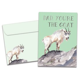 Tree-Free Greetings - Father's Day Card - Artful Designs - 1 Card + Matching Envelope - Made in USA - 100% Recycled Paper - 5 x 7 - GOAT Dad (GO64296)