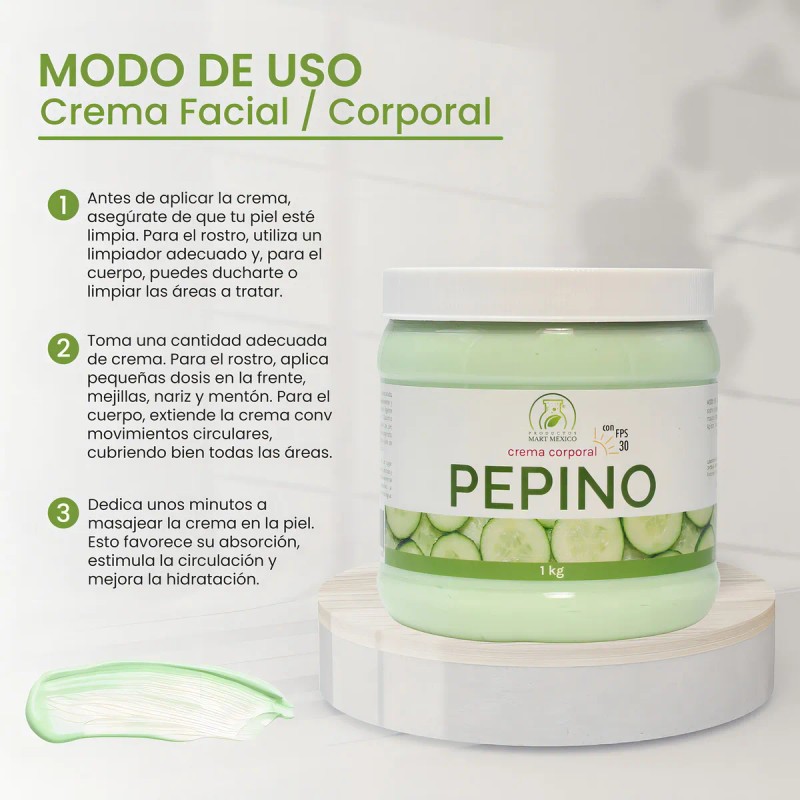 Crema Corporal Facial Pepino Filtro Solar Kilo