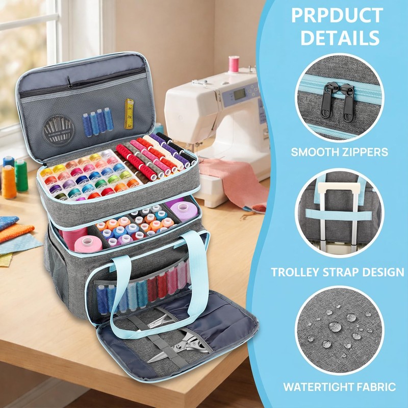 Sewing Accessories Organizer, Double Layer Sewing Supplies Organizer with Detachable