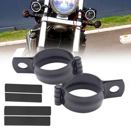 Ourbest Motorcycle Spotlight Brackets,Motorbike Tube Clamp Turn Signal Bracket Fog Light Mounting Holder Front Fork Lamp Mount Adjustable Fits Tube Dia 42mm-50mm 2PCS