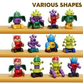 TEMI Magnetic Robot Toy for Kids 3-5 Years Old - Monster Magnetic Blocks Stacking Transform Toys for Boys with Storage Box, Set for Kids Age 3 4 5 6 7 Years Old Boys, Christmas & Birthday Gift