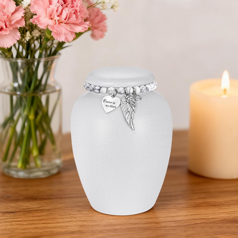 SOITIS Urn for Human Ashes Keepsake- 4.8 Inches White Ceramic