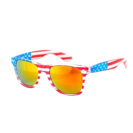 SHADERZ American America USA Flag Sunglasses Patriotic Clear Frame Classic 80s (Golden, 52)