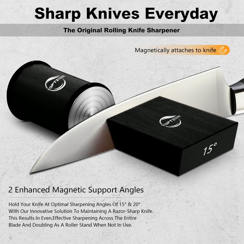 Toptzon Diamond Black Rolling Knife Sharpener – Roller Knife Sharpener